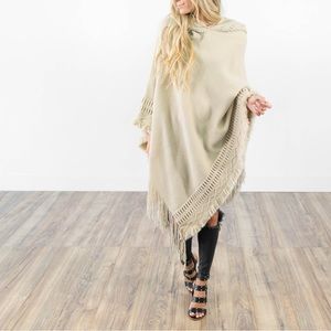 South Mountain Knit Poncho in Taupe